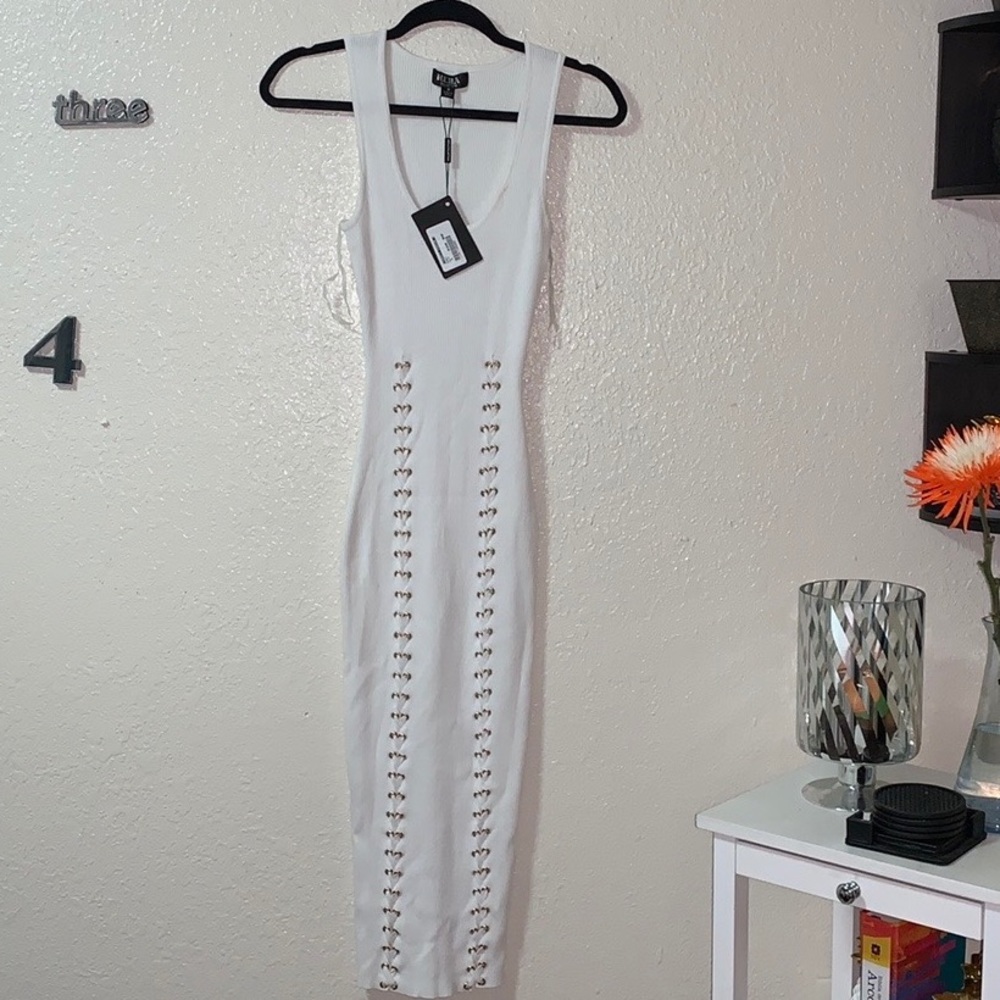 White Polyester long  dress